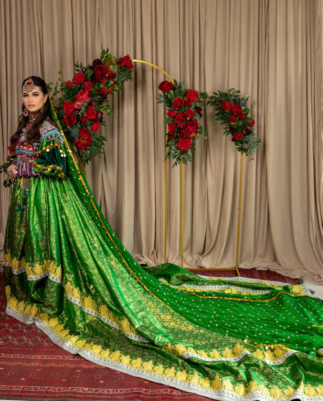 Green Bridal Banaras Dress