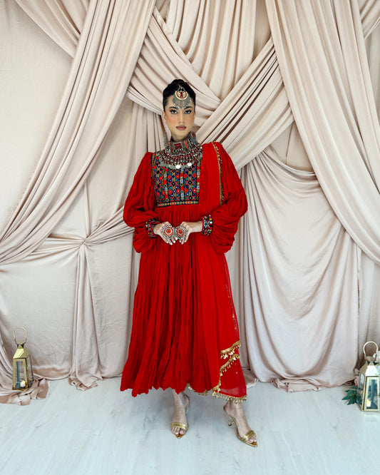 Red Flowy Dress