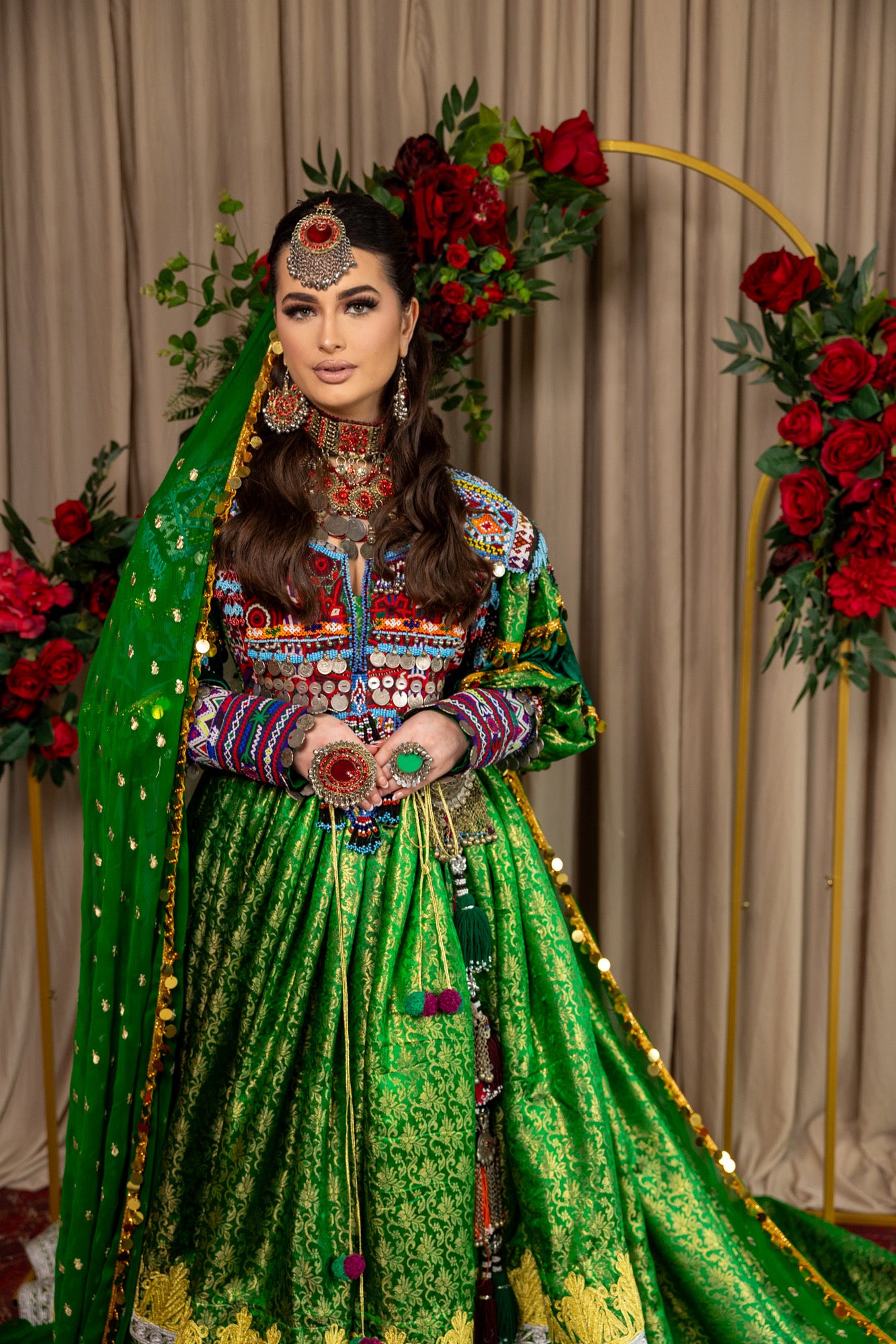 Green Bridal Banaras Dress – Khanoomi